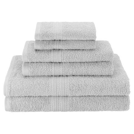 Superior Eco-Friendly 100 Percent Ringspun Cotton Towel Set - Silver, 6PK EF-6 PC SET SV